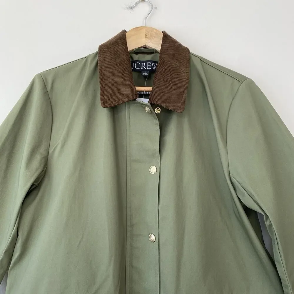 NWT J. Crew Heritage Barn Jacket Green Waxed Canvas Twill Womens S Chore Coat - Picture 4 of 16